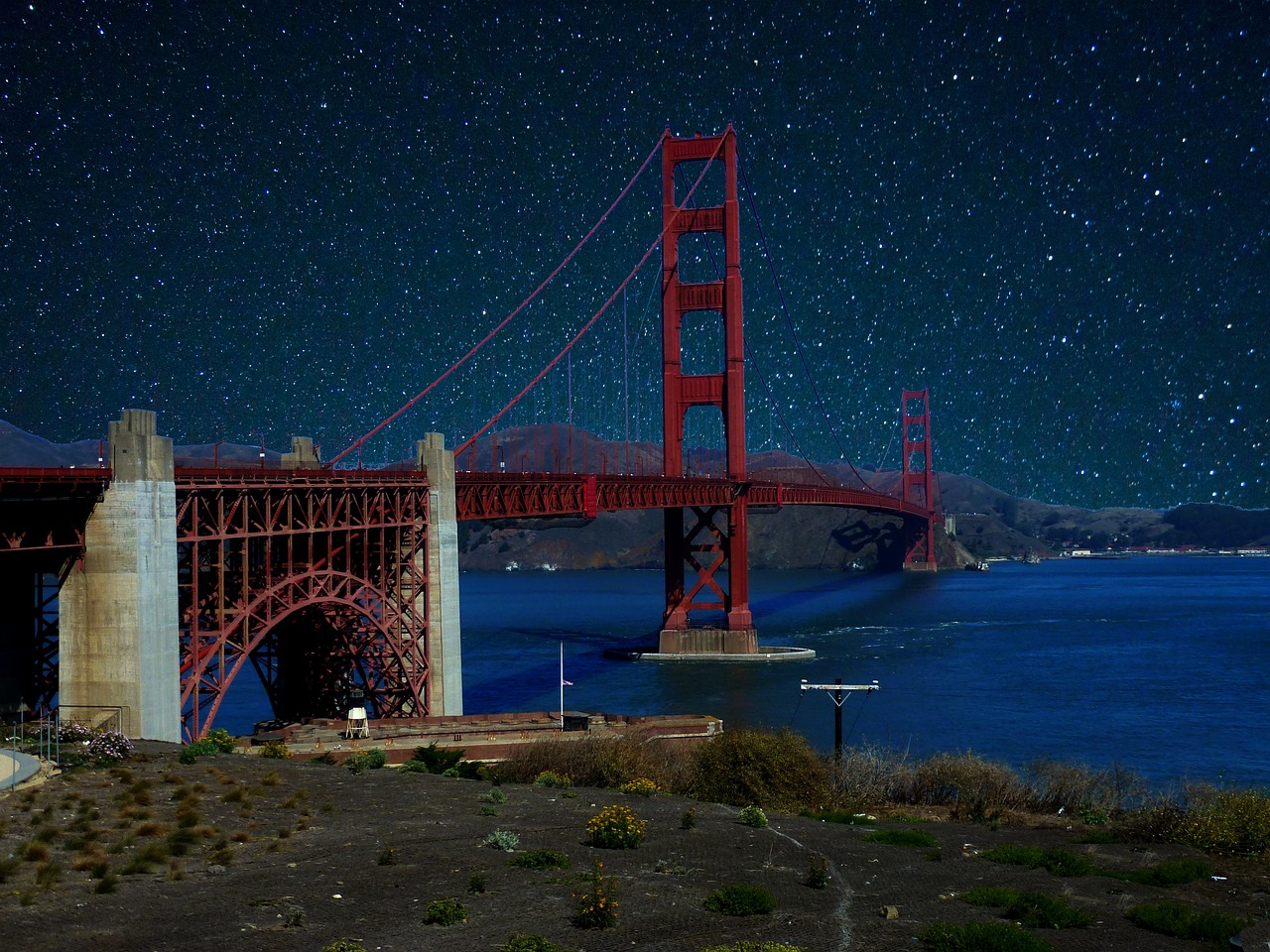 bridge  night  sky free photo