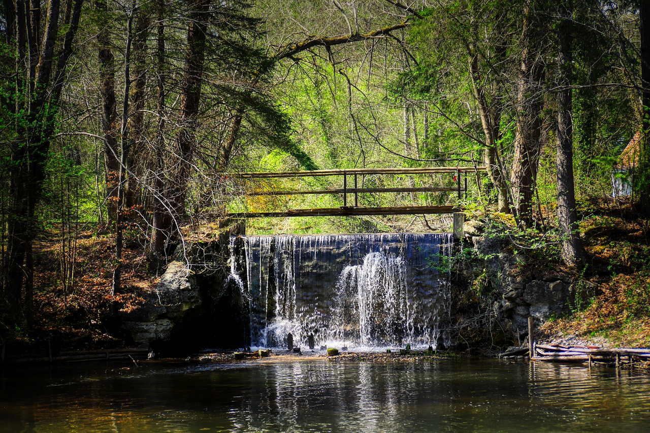 bridge  waterfall  barrage free photo