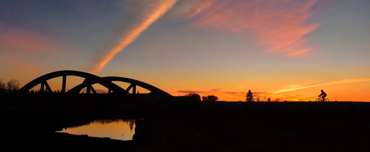 bridge  sunset  outdoors free photo