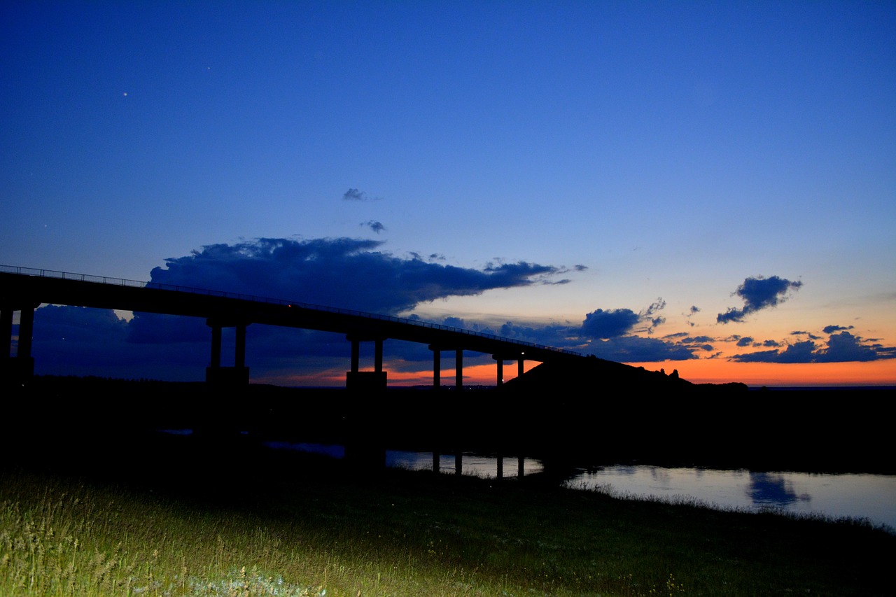 bridge sunset water free photo