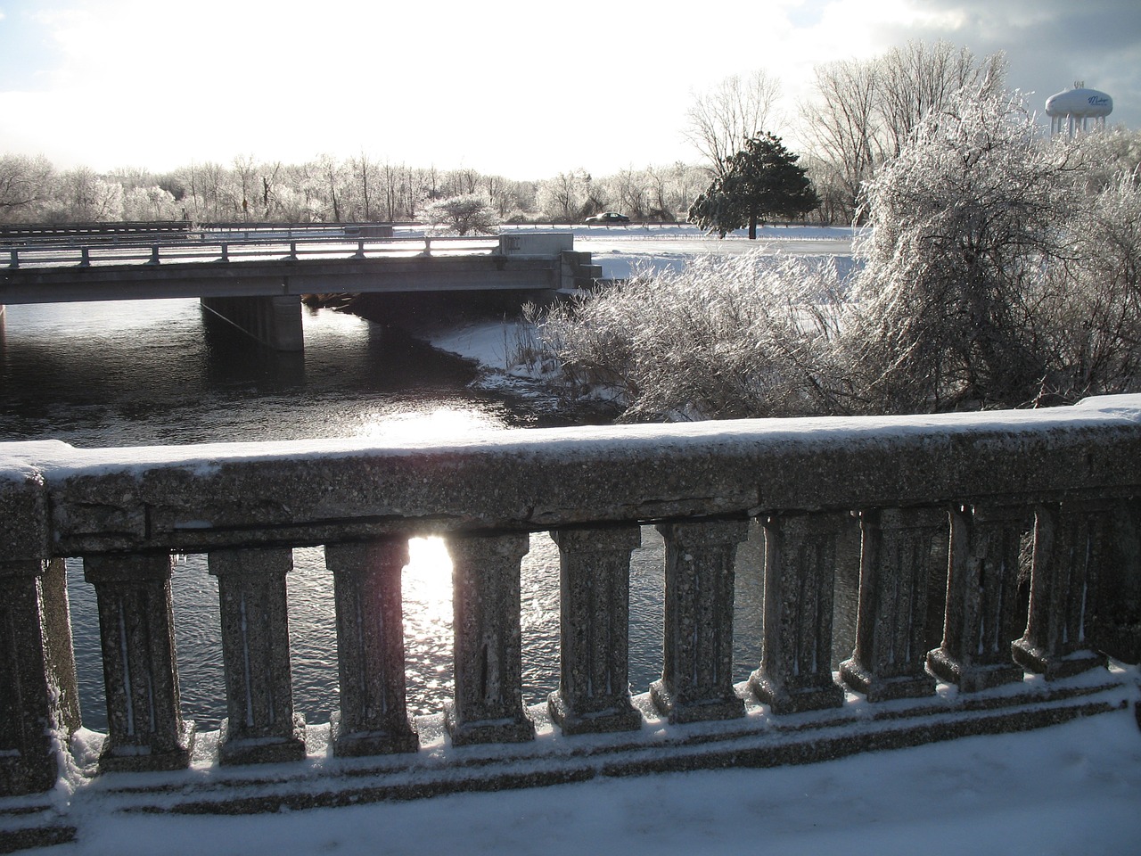 bridge winter river free photo