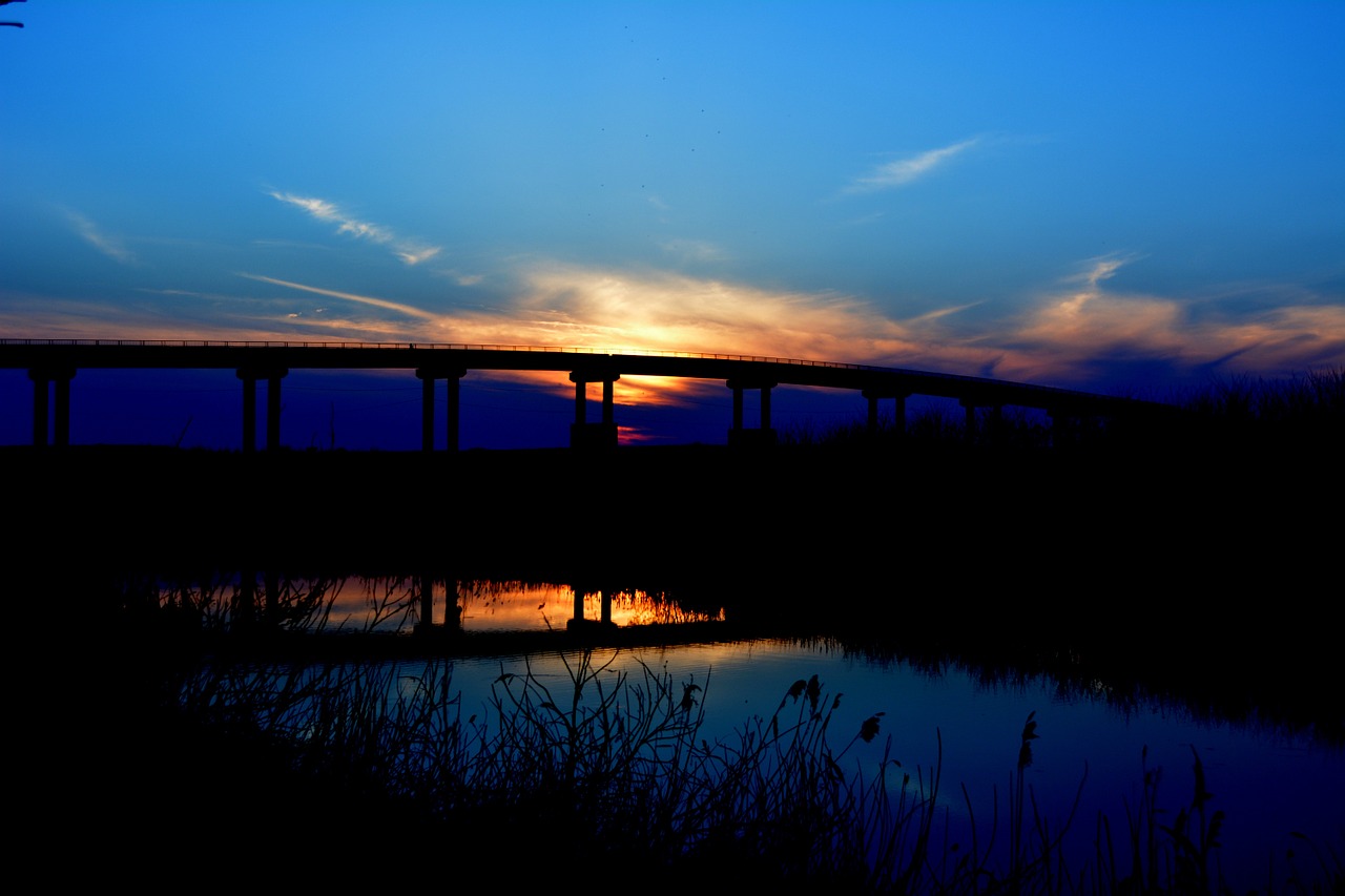 bridge sunset water free photo