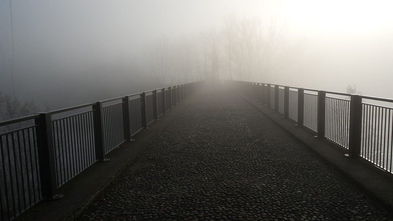 bridge fog cityscape free photo