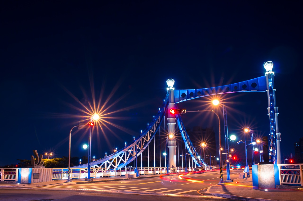 bridge night view shadow free photo