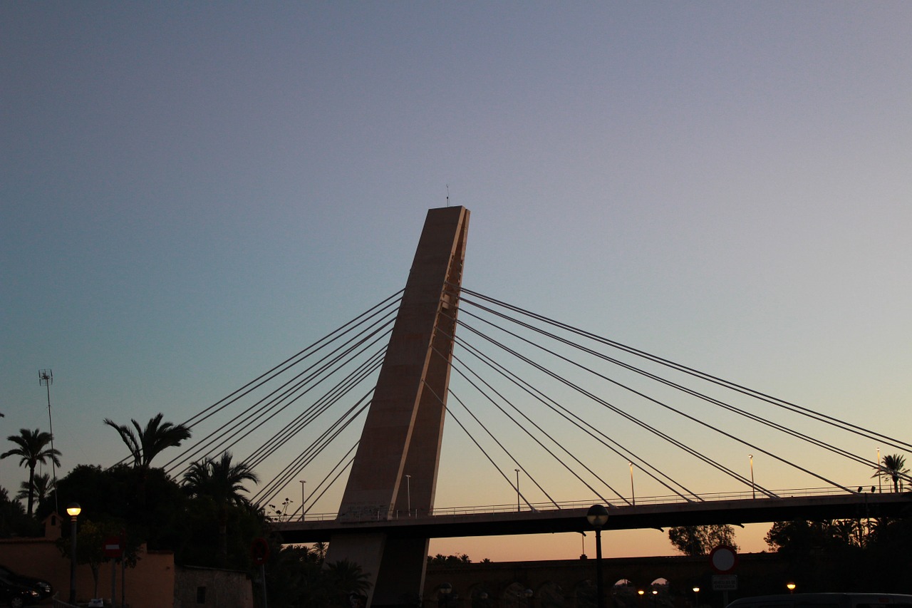 bridge river sunset free photo