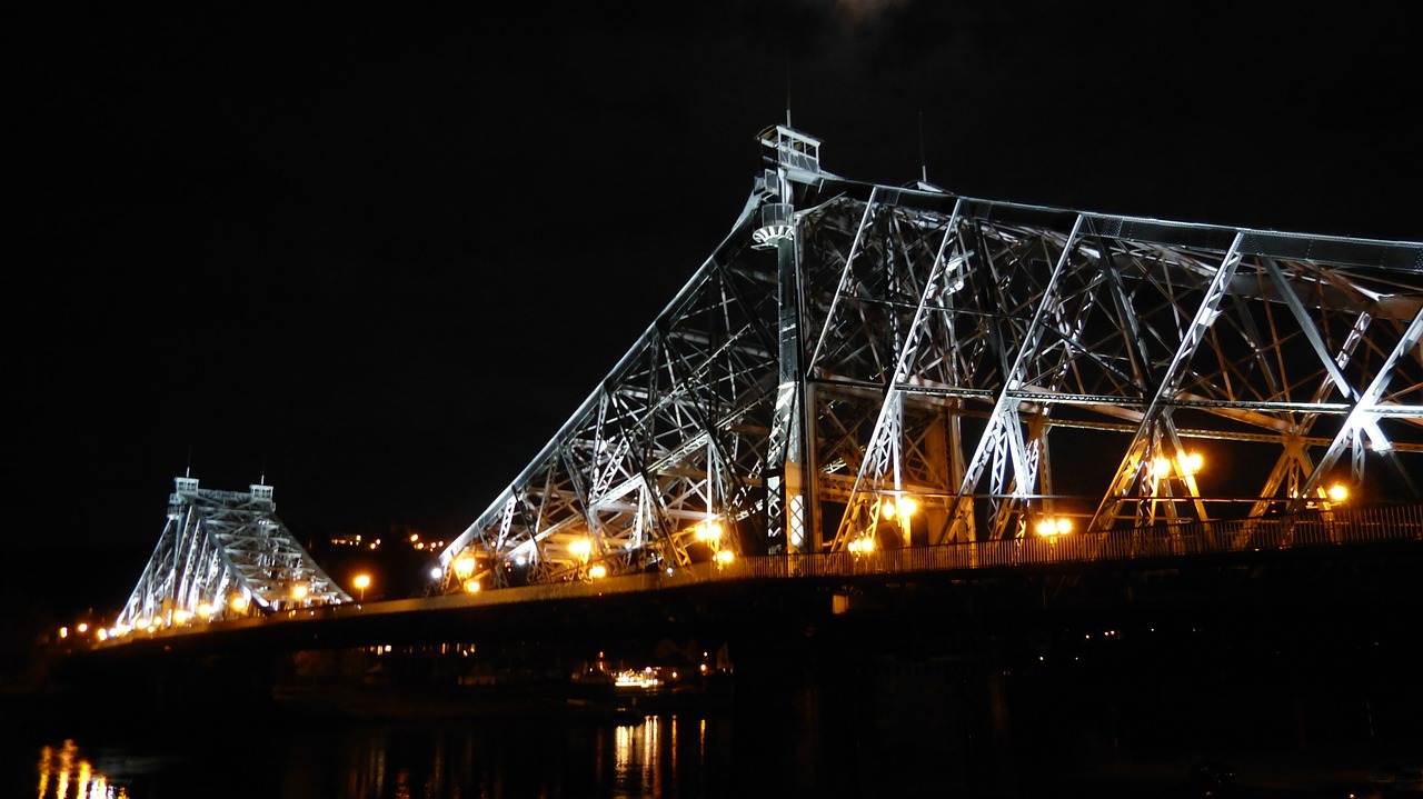 bridge night lighting free photo