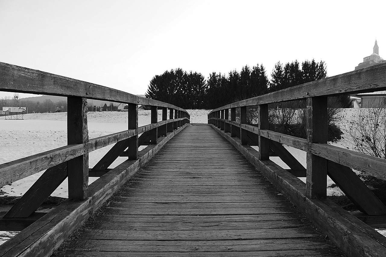 bridge wooden bridge transition free photo