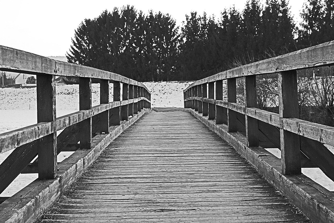 bridge wooden bridge transition free photo