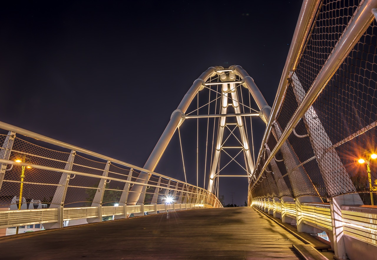 bridge night architecture free photo