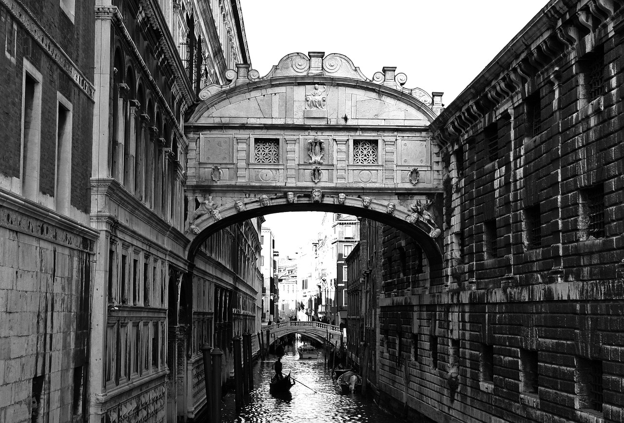 bridge venice black and white free photo