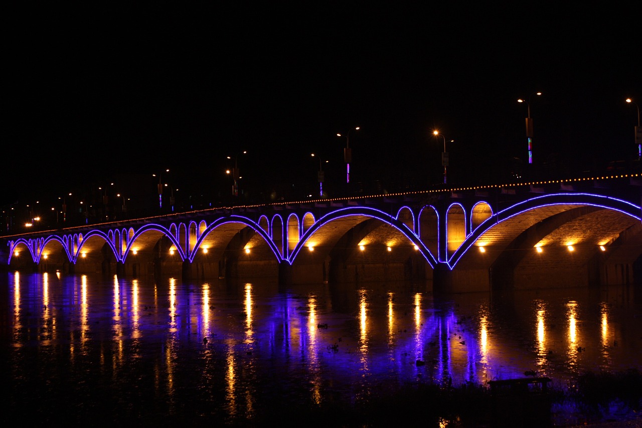 bridge city night view free photo