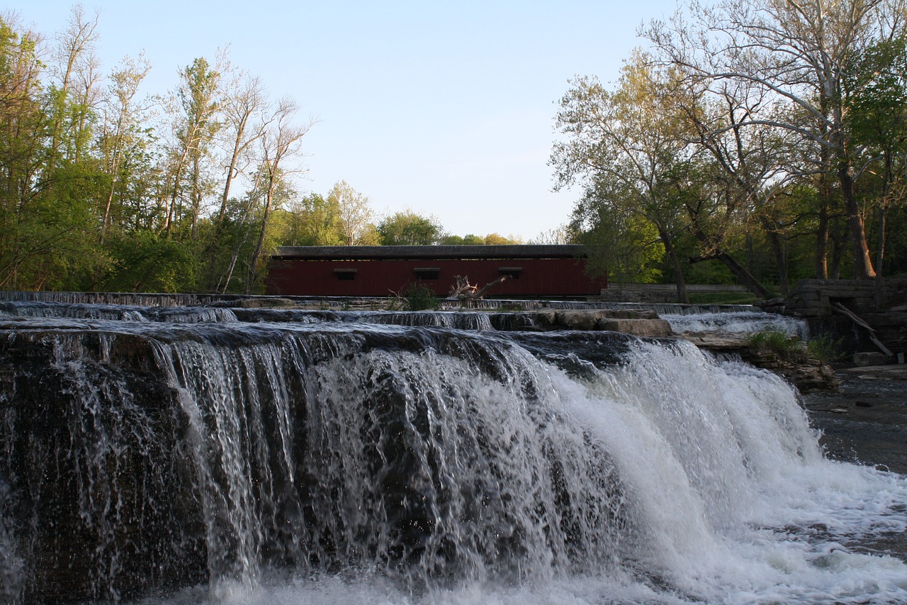 bridge waterfall water free photo