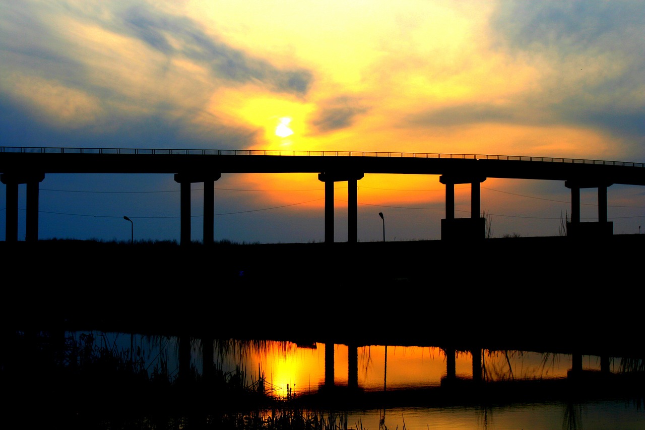 bridge sunset water free photo