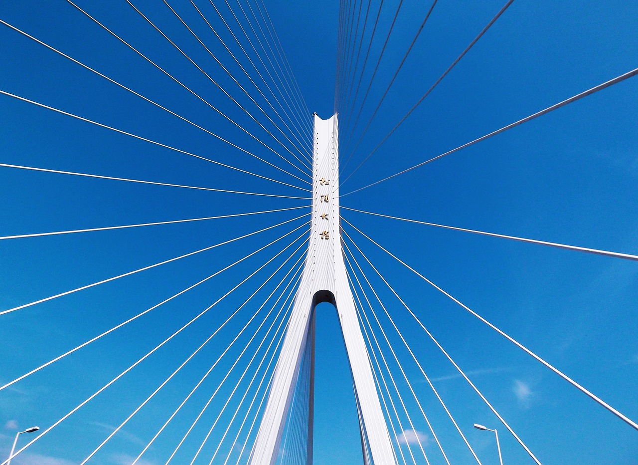 bridge blue sky cable free photo
