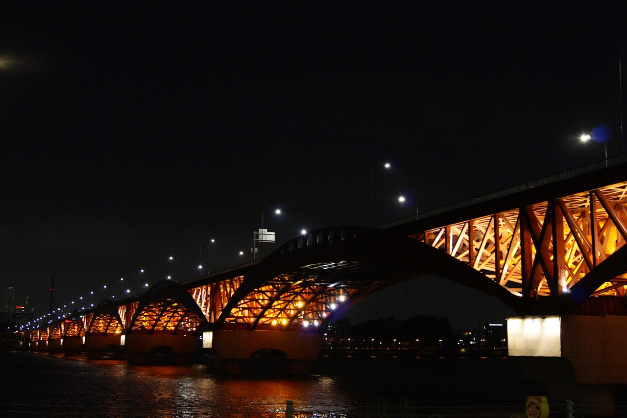 bridge seongsan bridge glow free photo