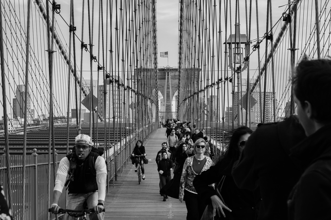 bridge pedestrians architecture free photo