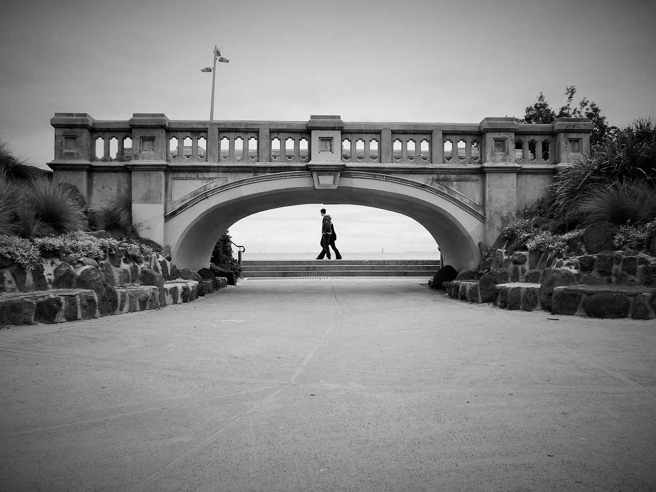 bridge sea promenade free photo