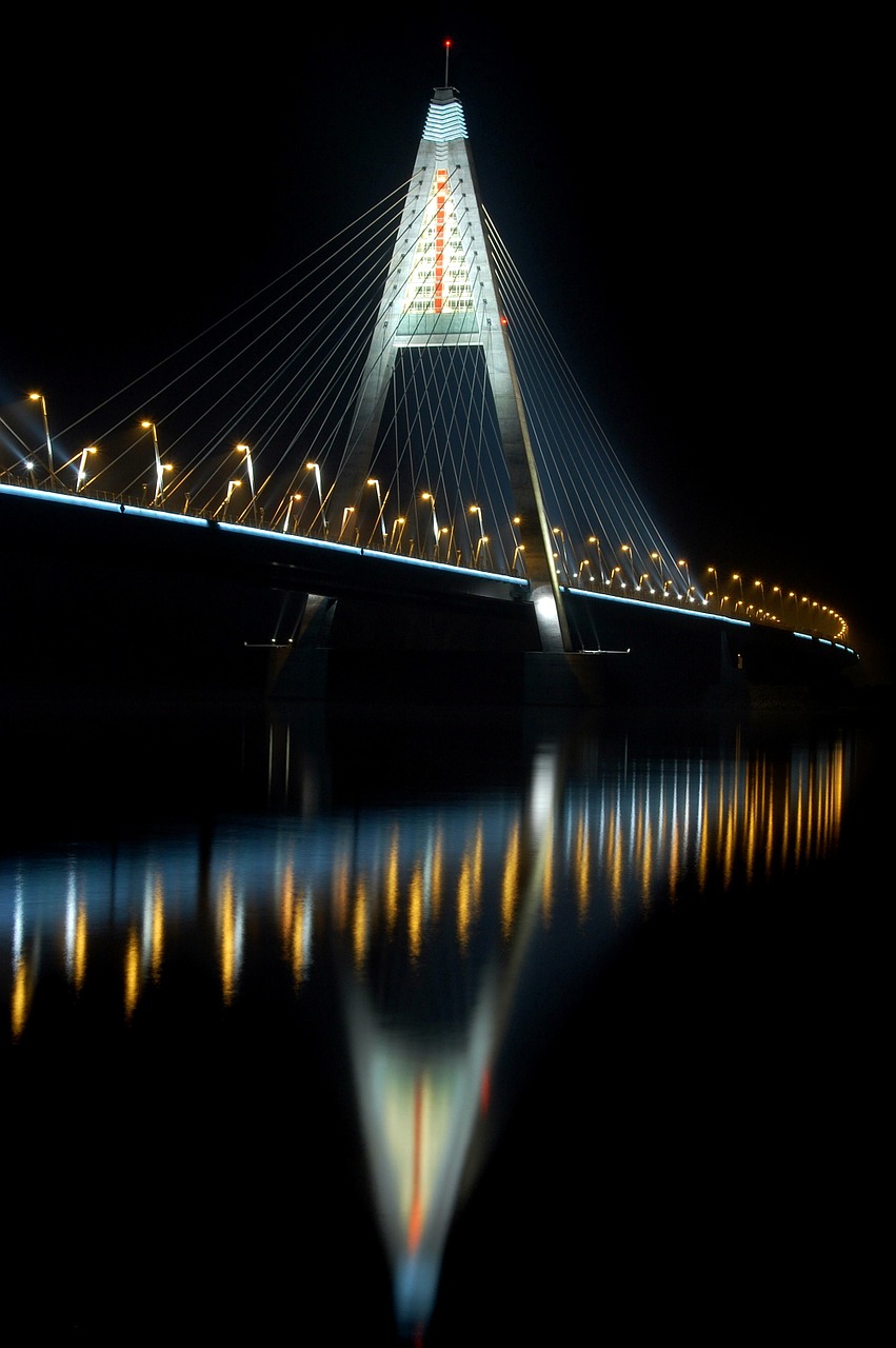 bridge danube night picture free photo