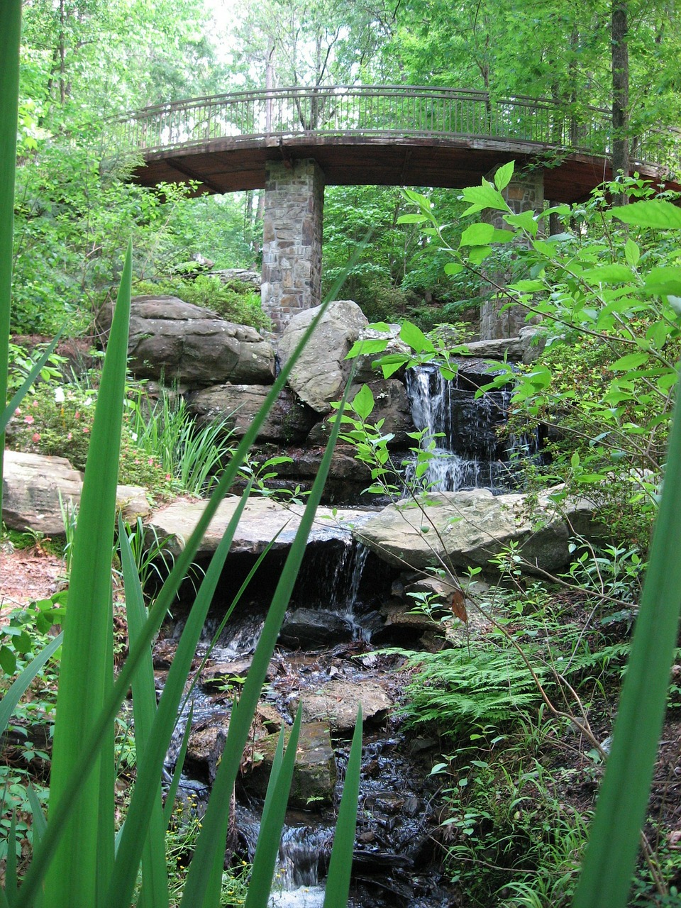 bridge waterfall scenic free photo