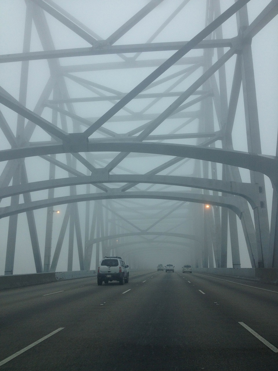 bridge fog driving free photo