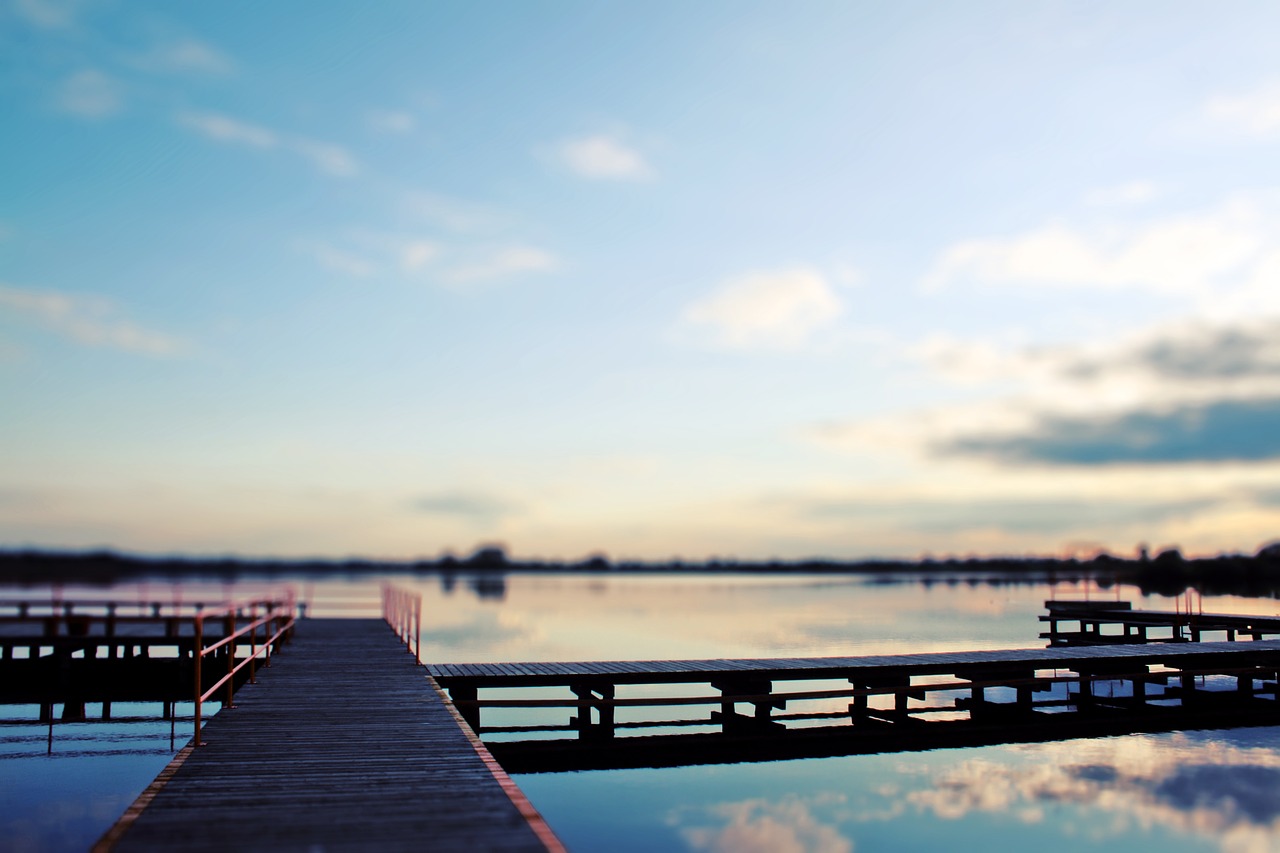 bridge lake sky free photo