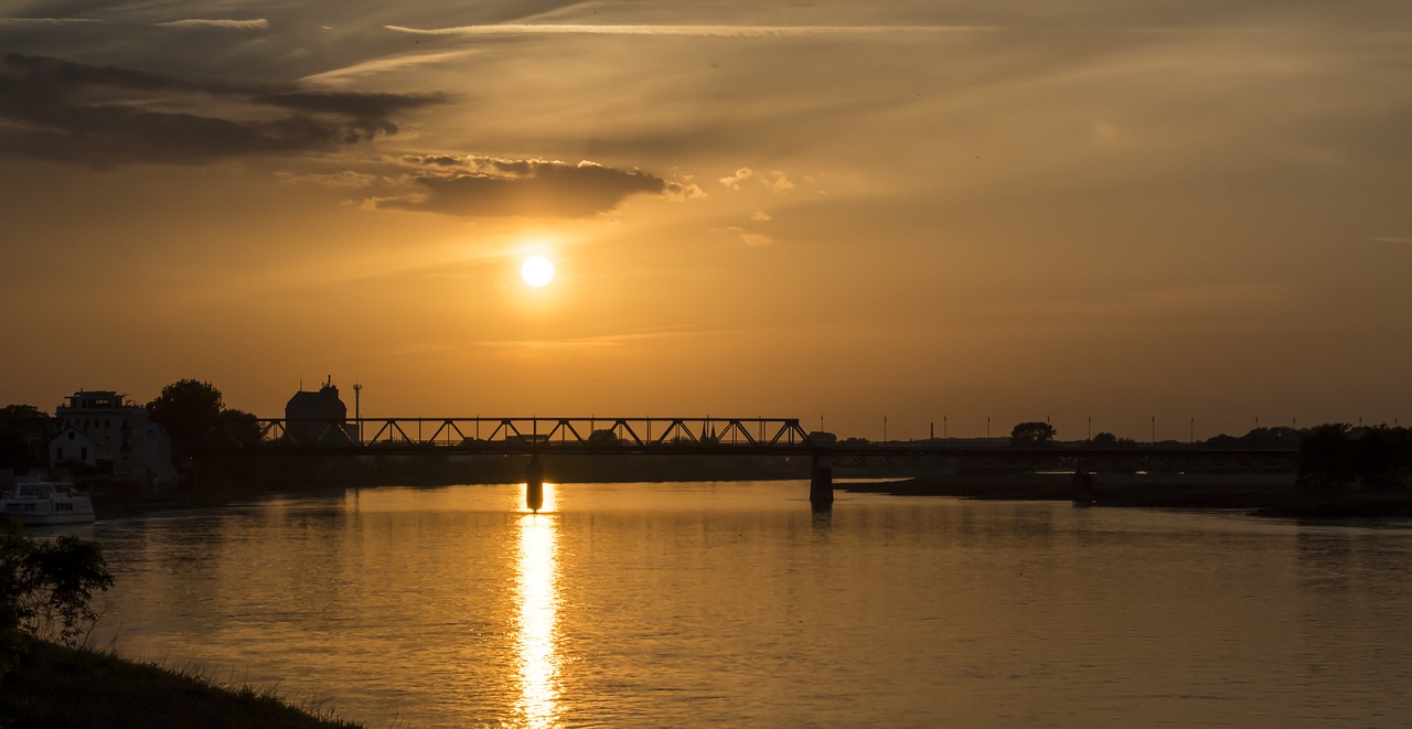 bridge sunset water free photo