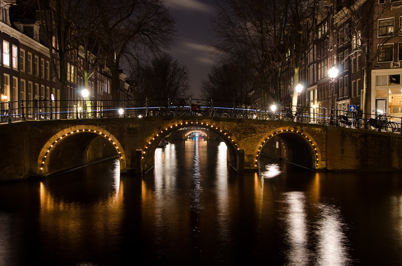 bridge amsterdam lights free photo