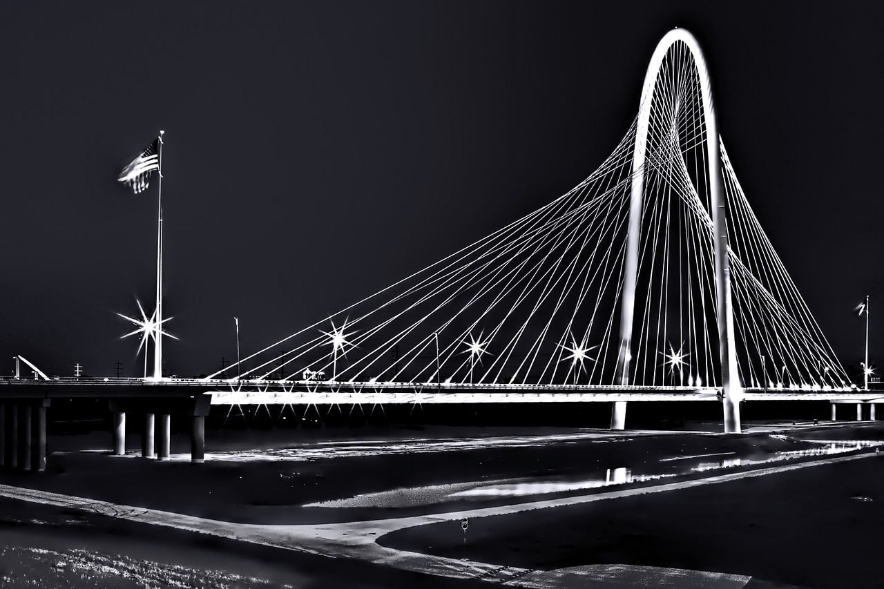 bridge dallas santiago calatrava black and white free photo