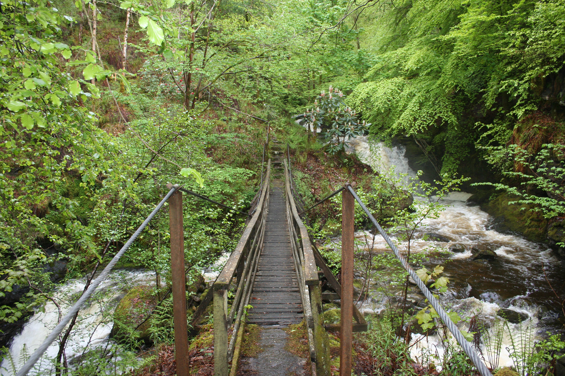 bridge waterfall bridge and waterfall free photo