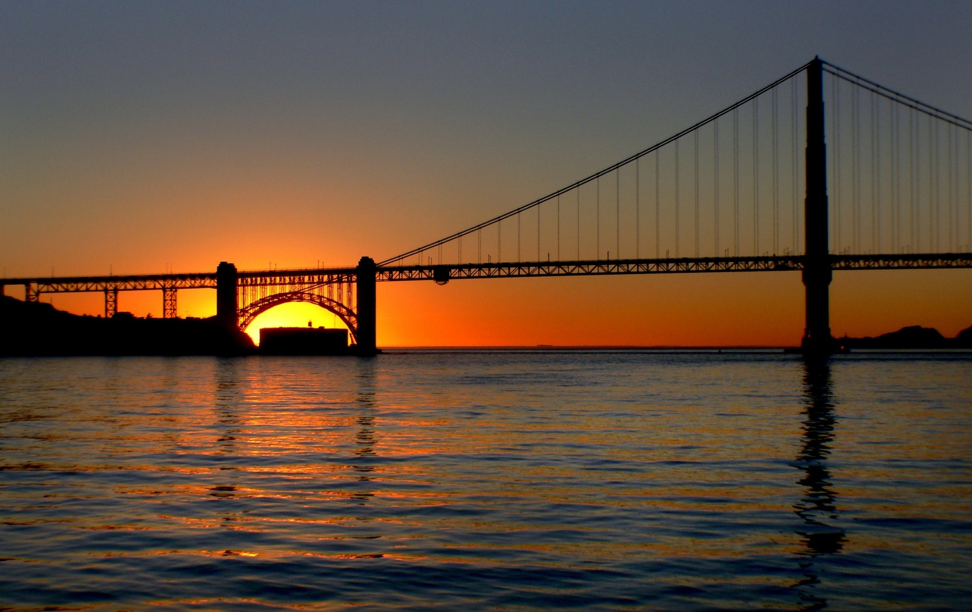 bridge scenic sunset free photo