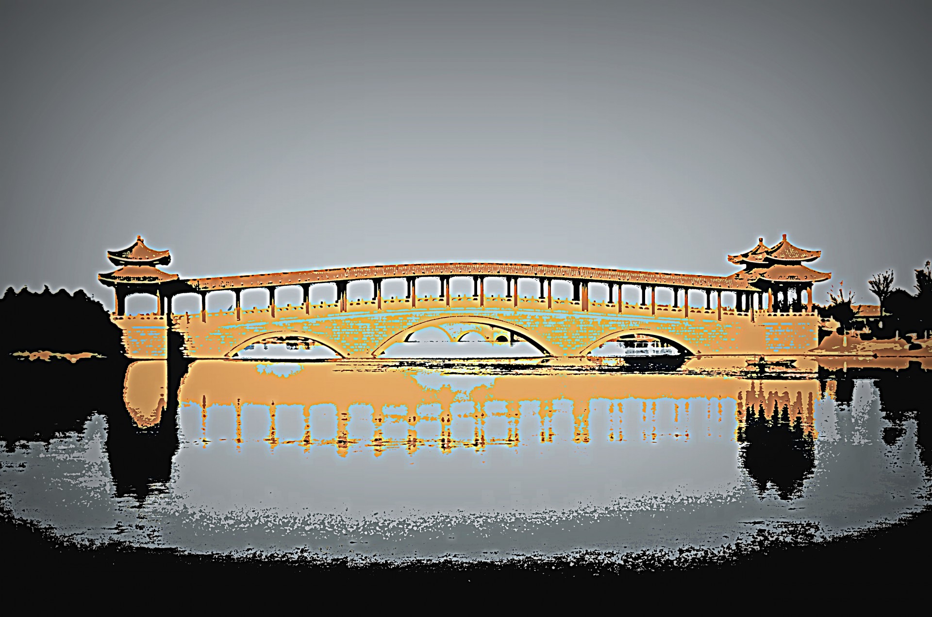 architecture posterization bridge free photo