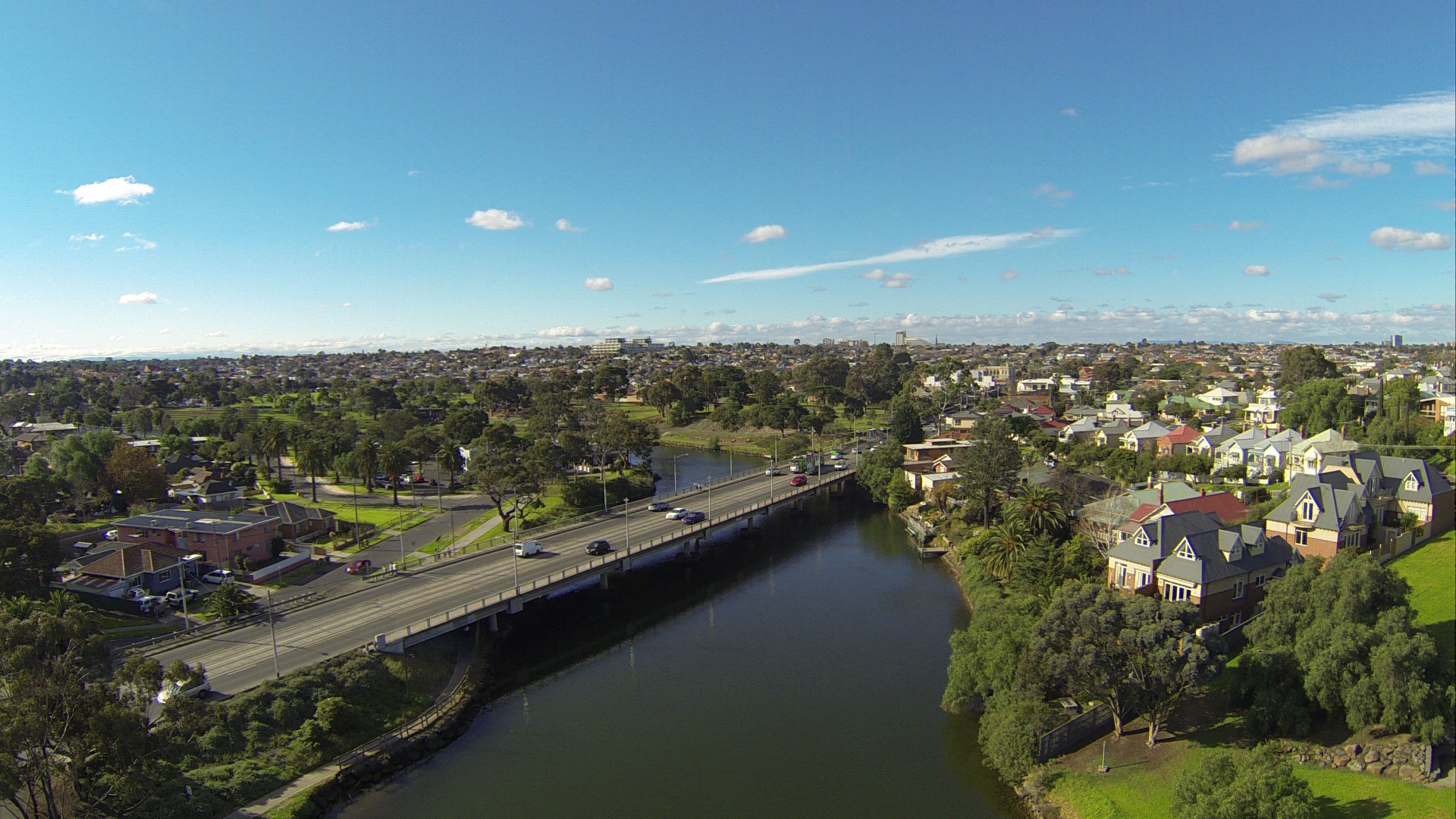 bridge river aerial free photo