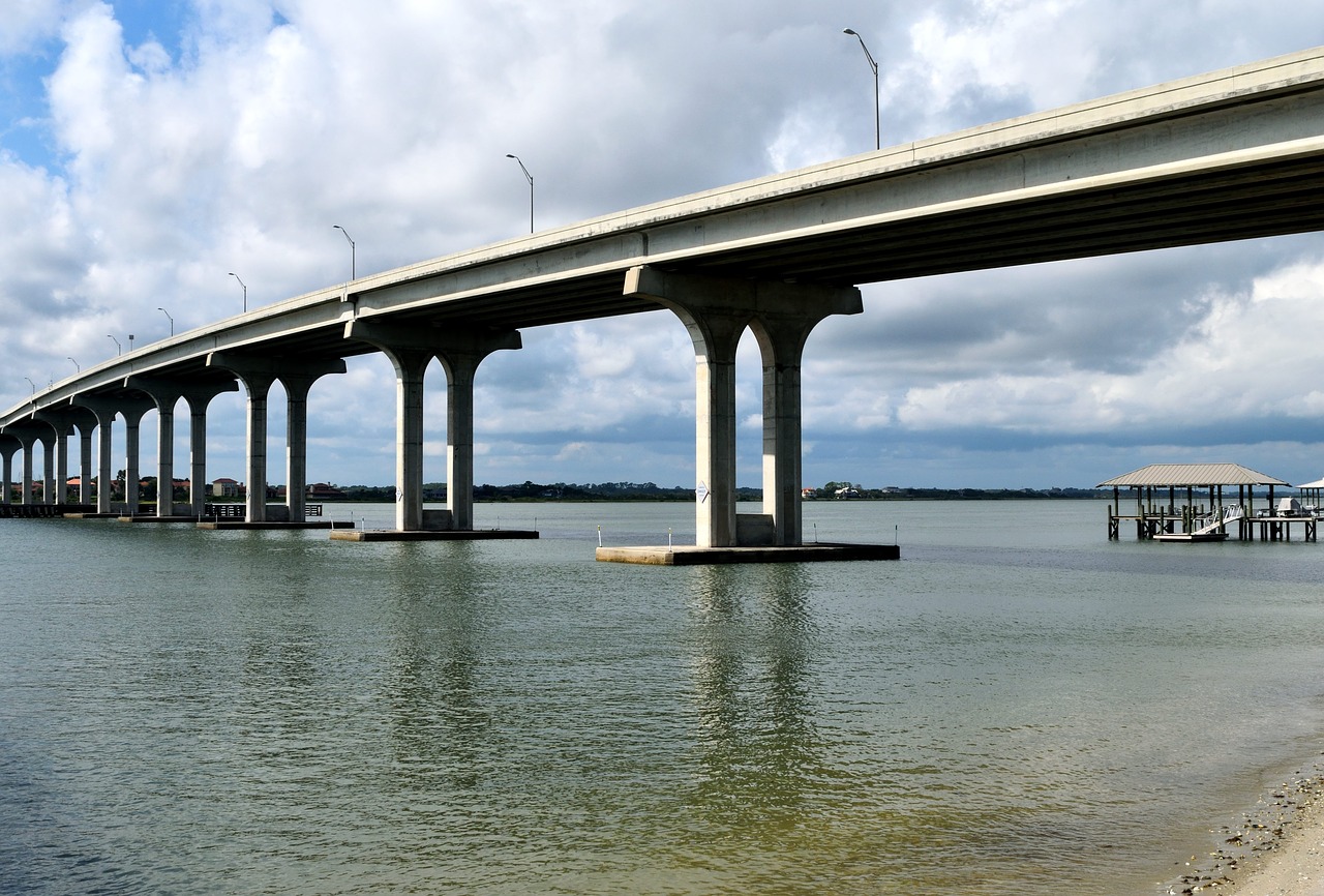 bridge span  river  structure free photo