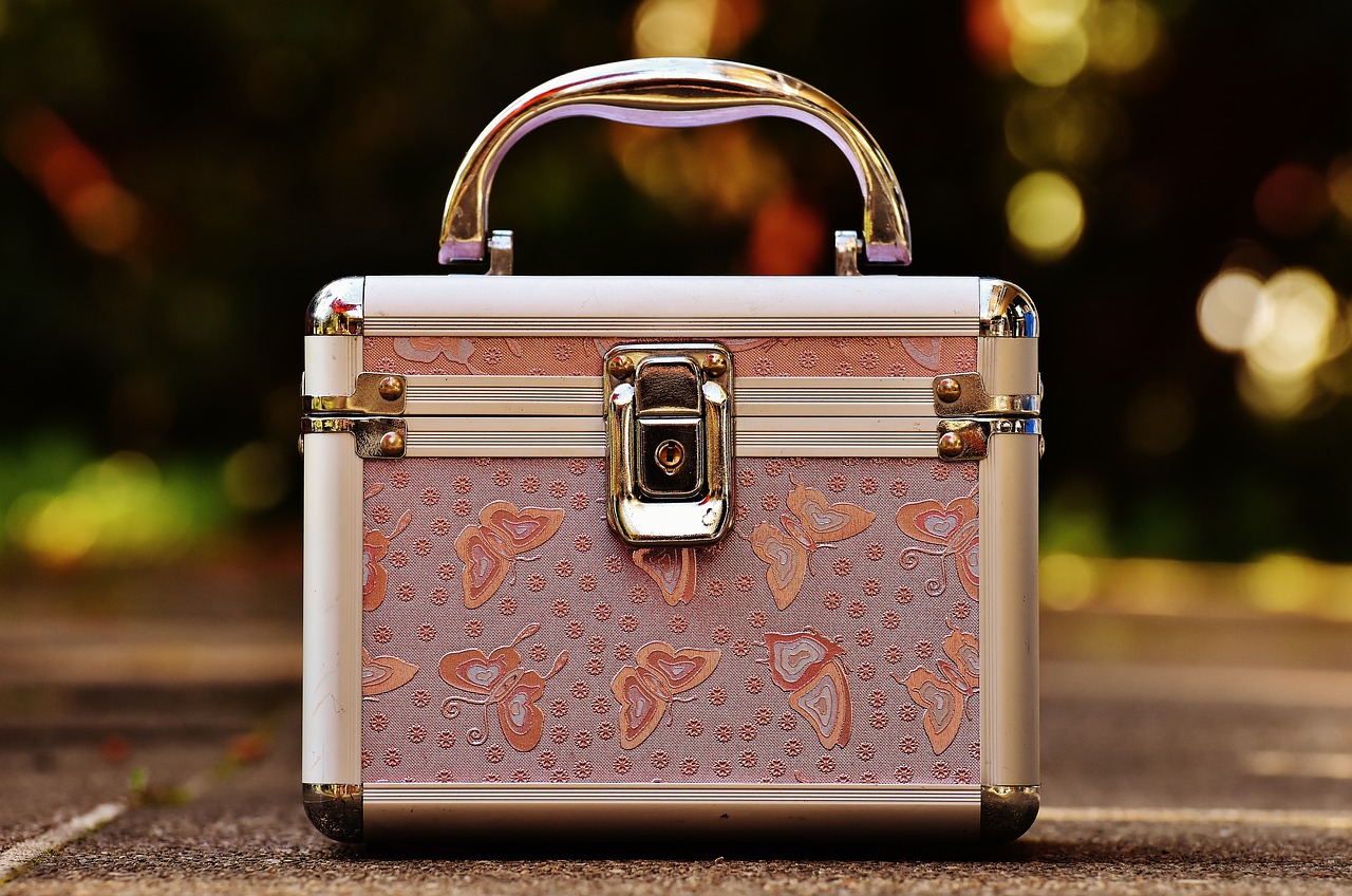 briefcase pink silver free photo