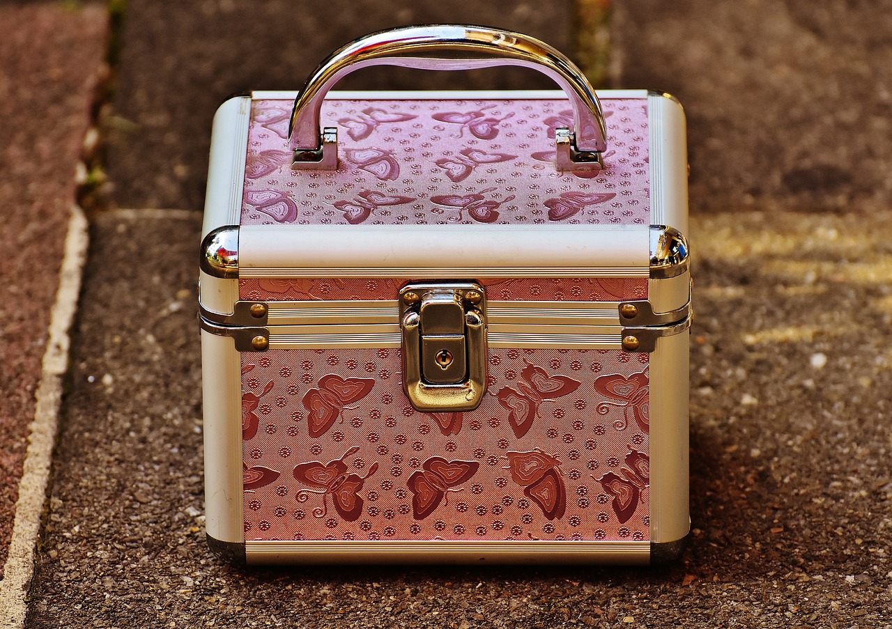 briefcase pink silver free photo