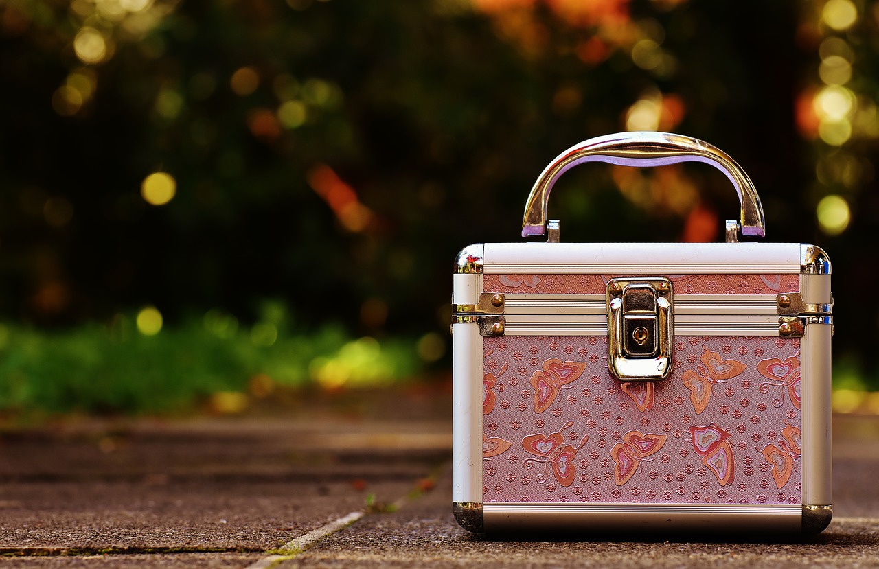 briefcase pink silver free photo