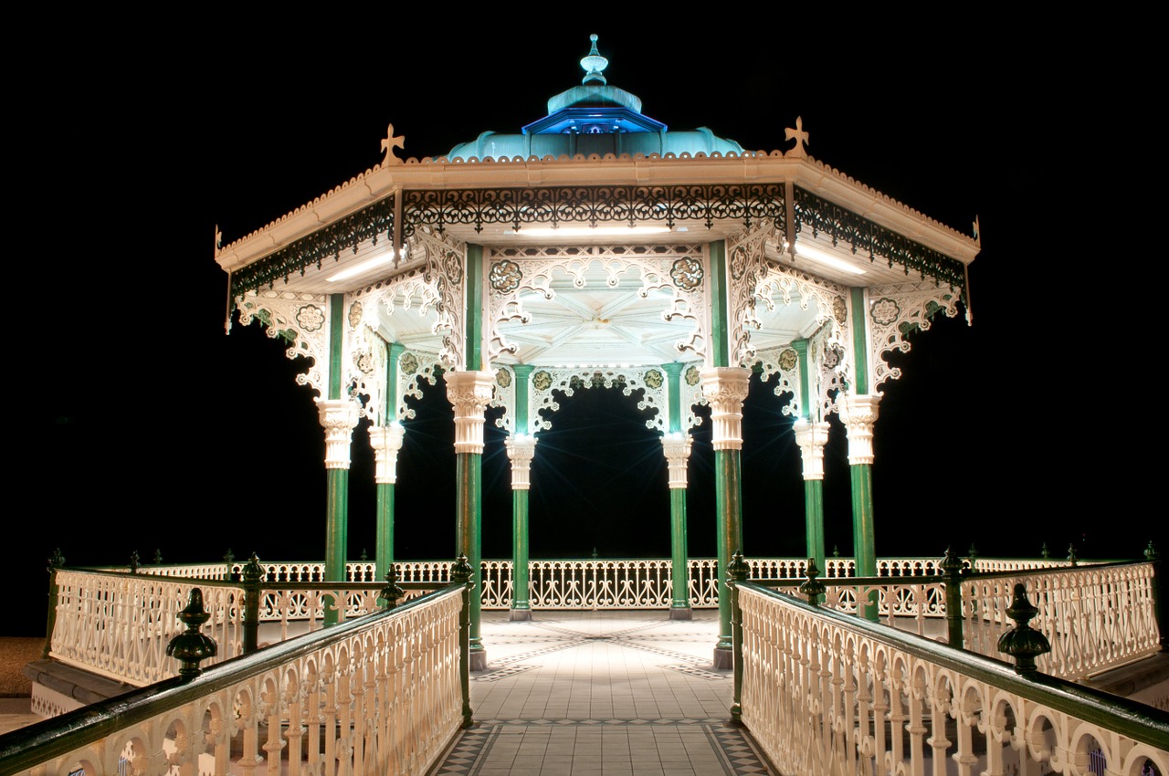 brighton bandstand night architecture free photo
