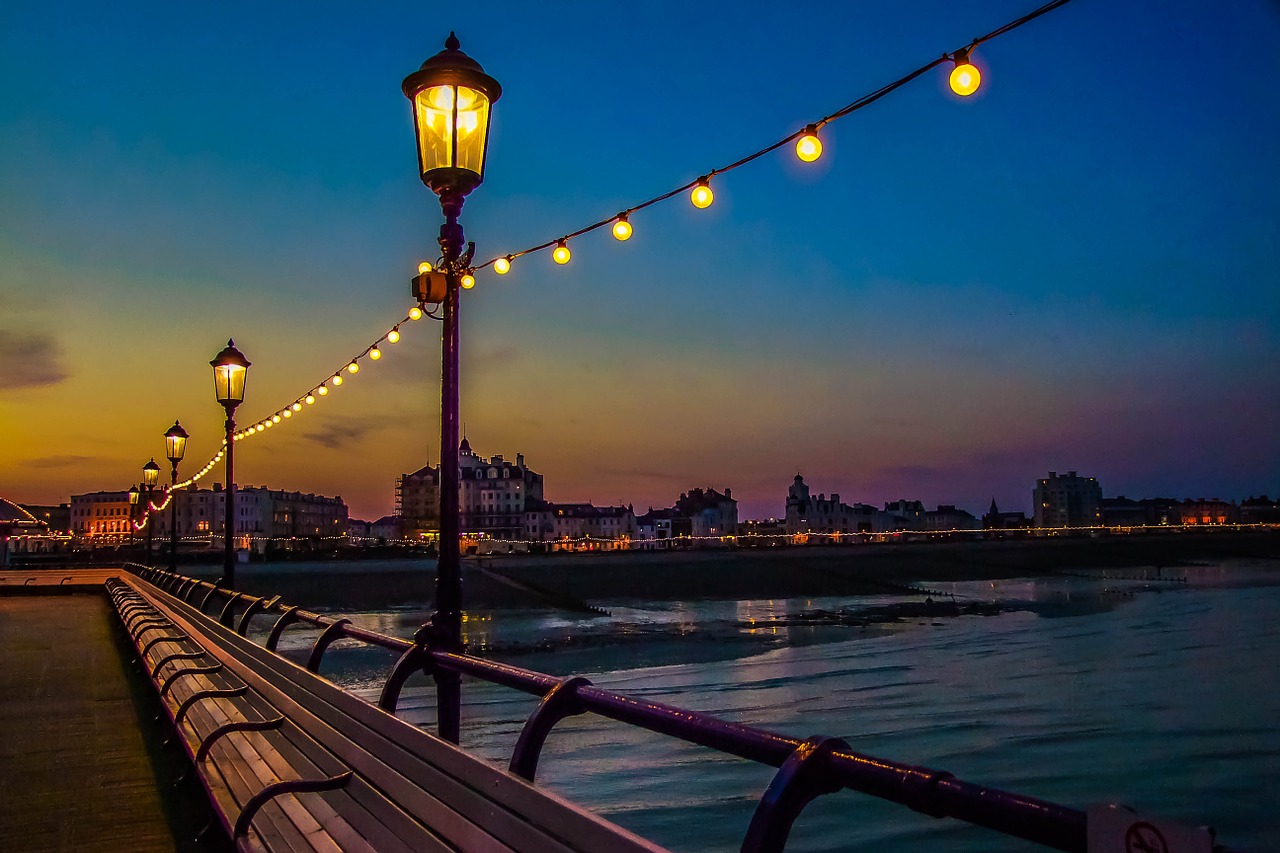 brighton pier night ocean free photo