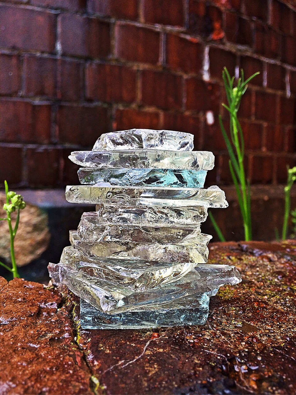 broken glass shards stacked free photo
