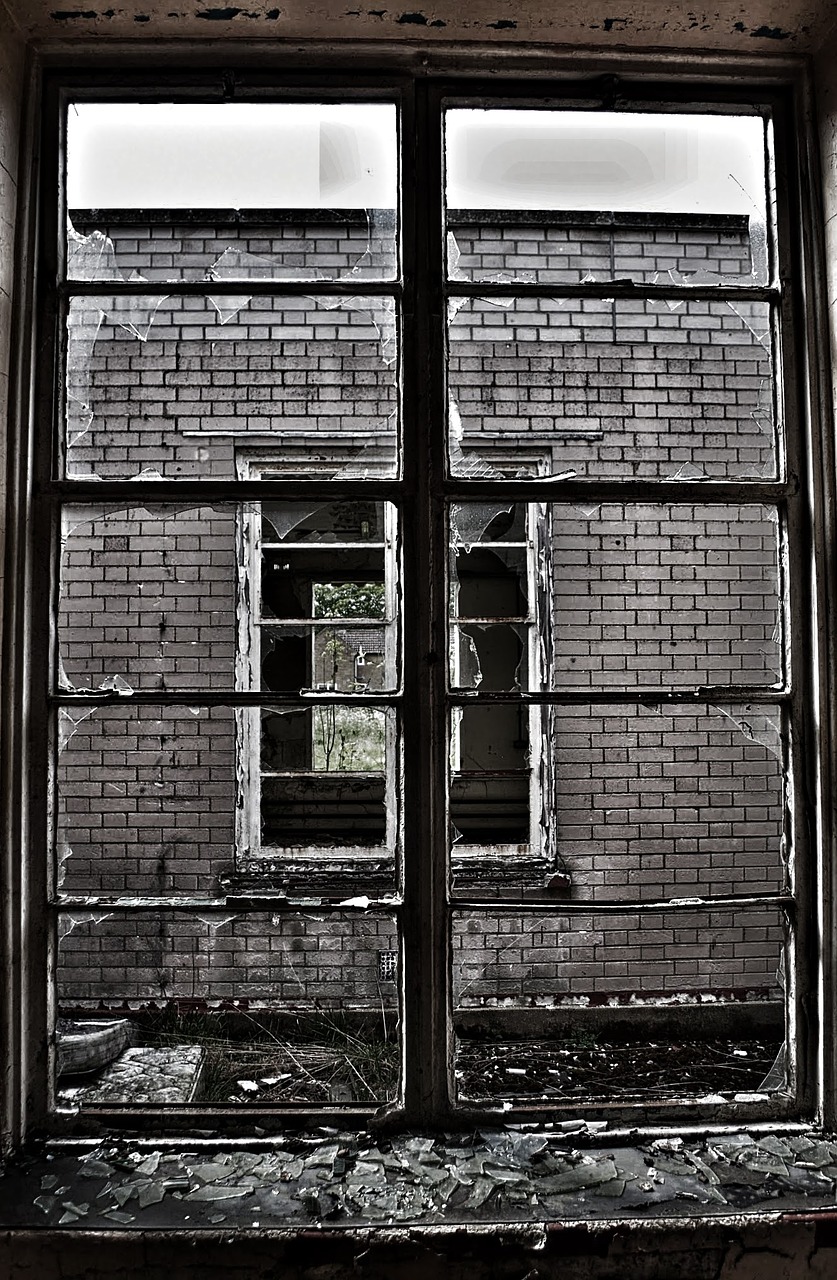 broken window glass frame free photo