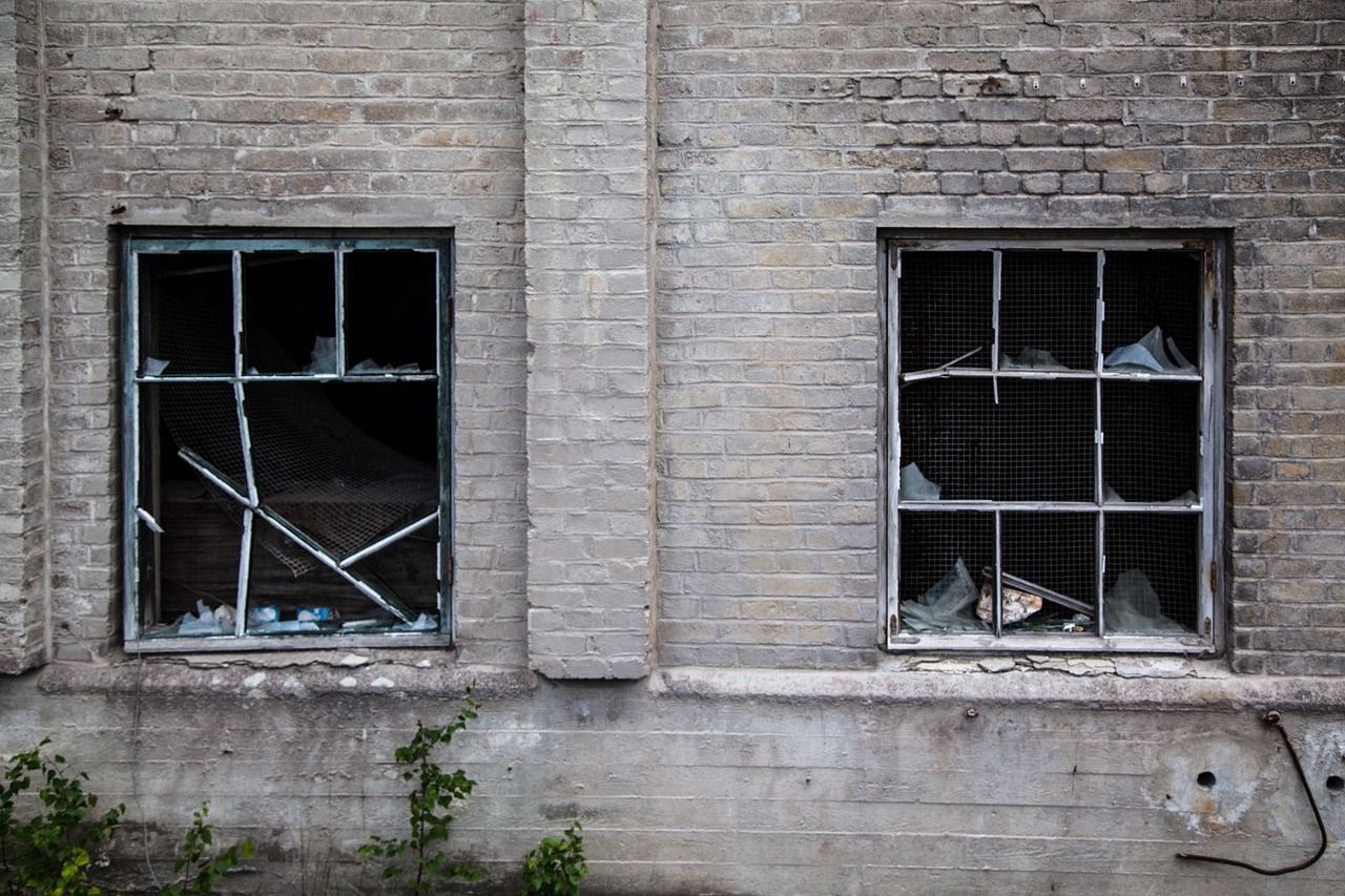 broken windows destruction factory free photo