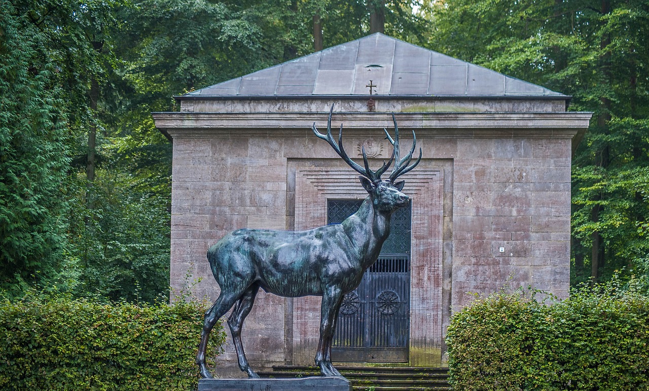 bronze deer mausoleum monument free photo