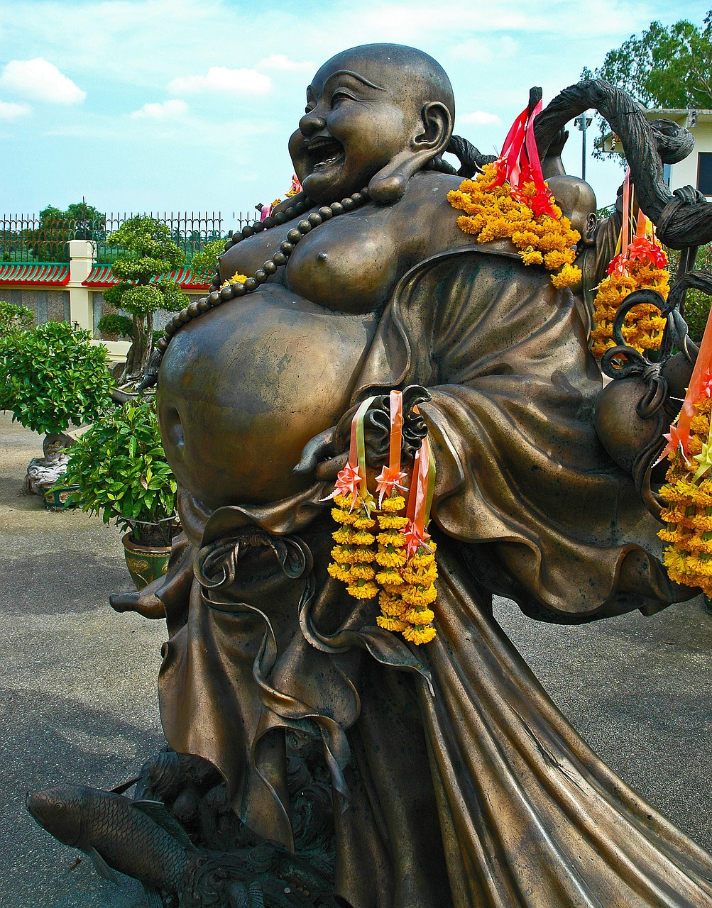 bronze statue buddah fat belly free photo