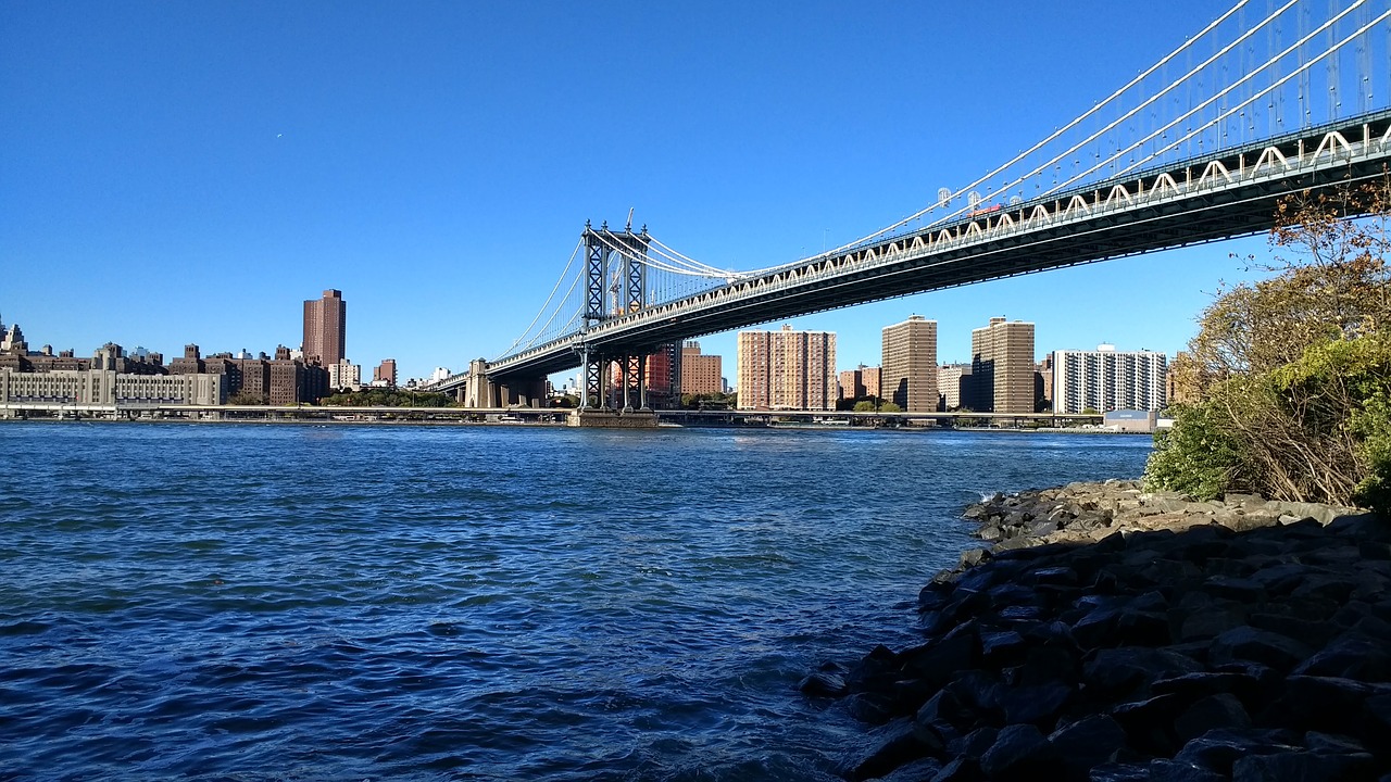 brooklyn bridge east river skyline free photo