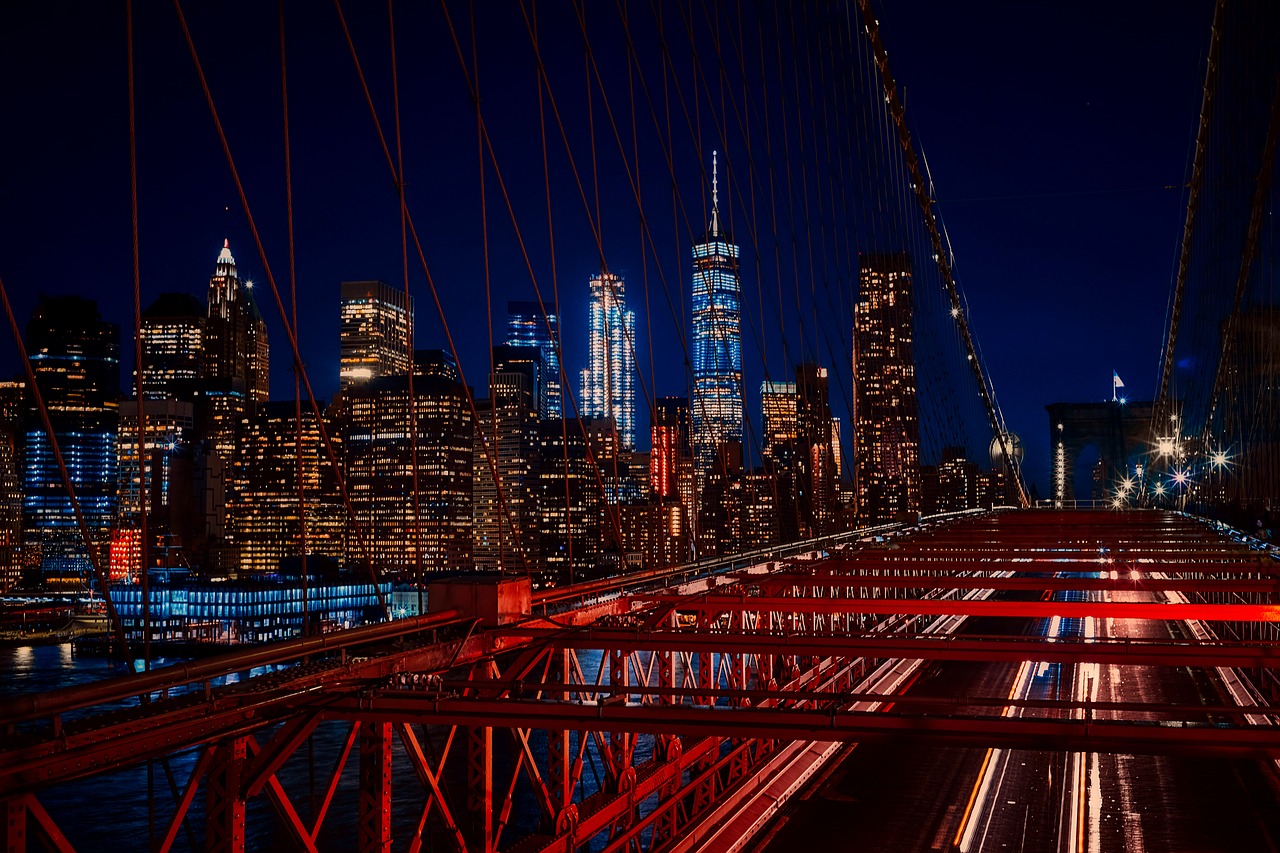 brooklyn bridge new york city night free photo