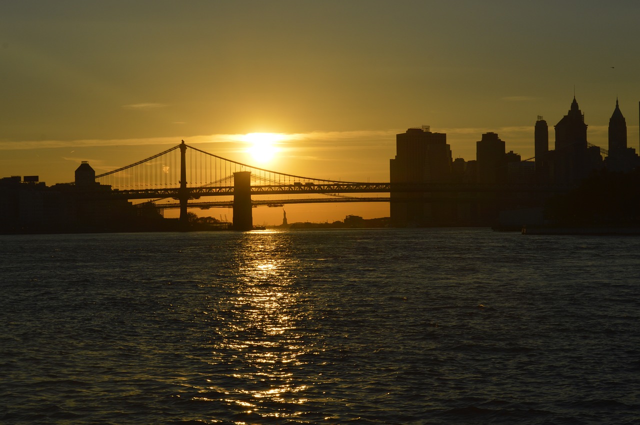 brooklyn bridge sunset bridge free photo