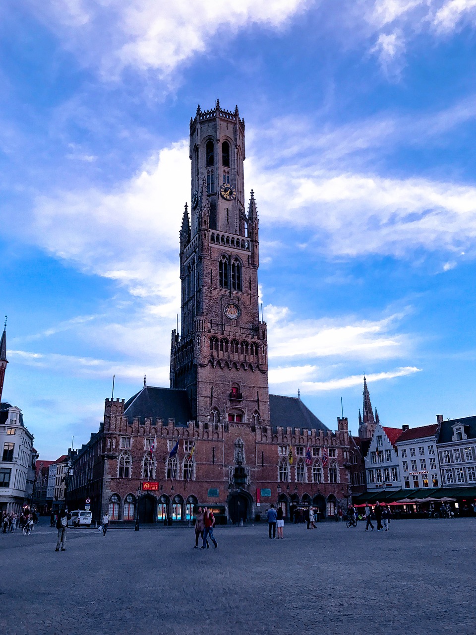 bruges tower clouds free photo