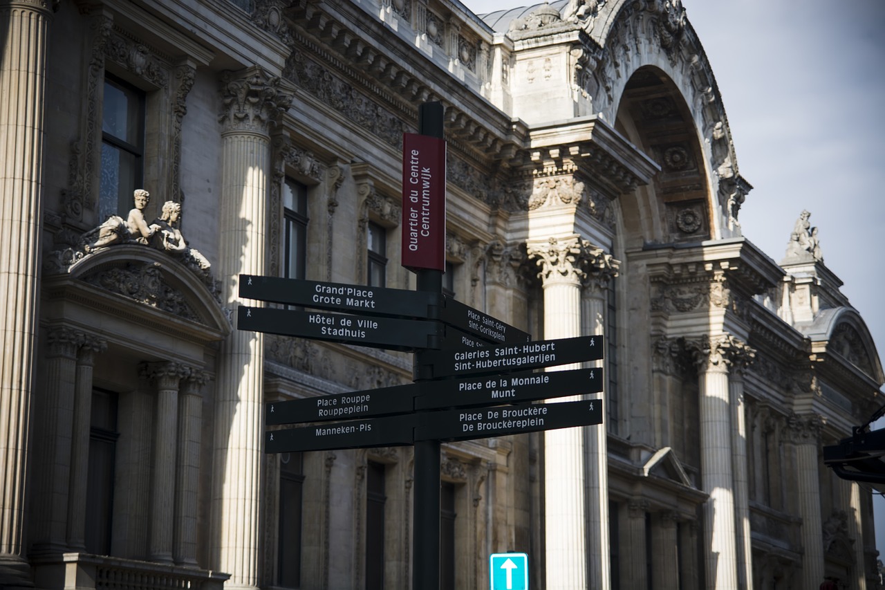 brussels belgium signpost free photo