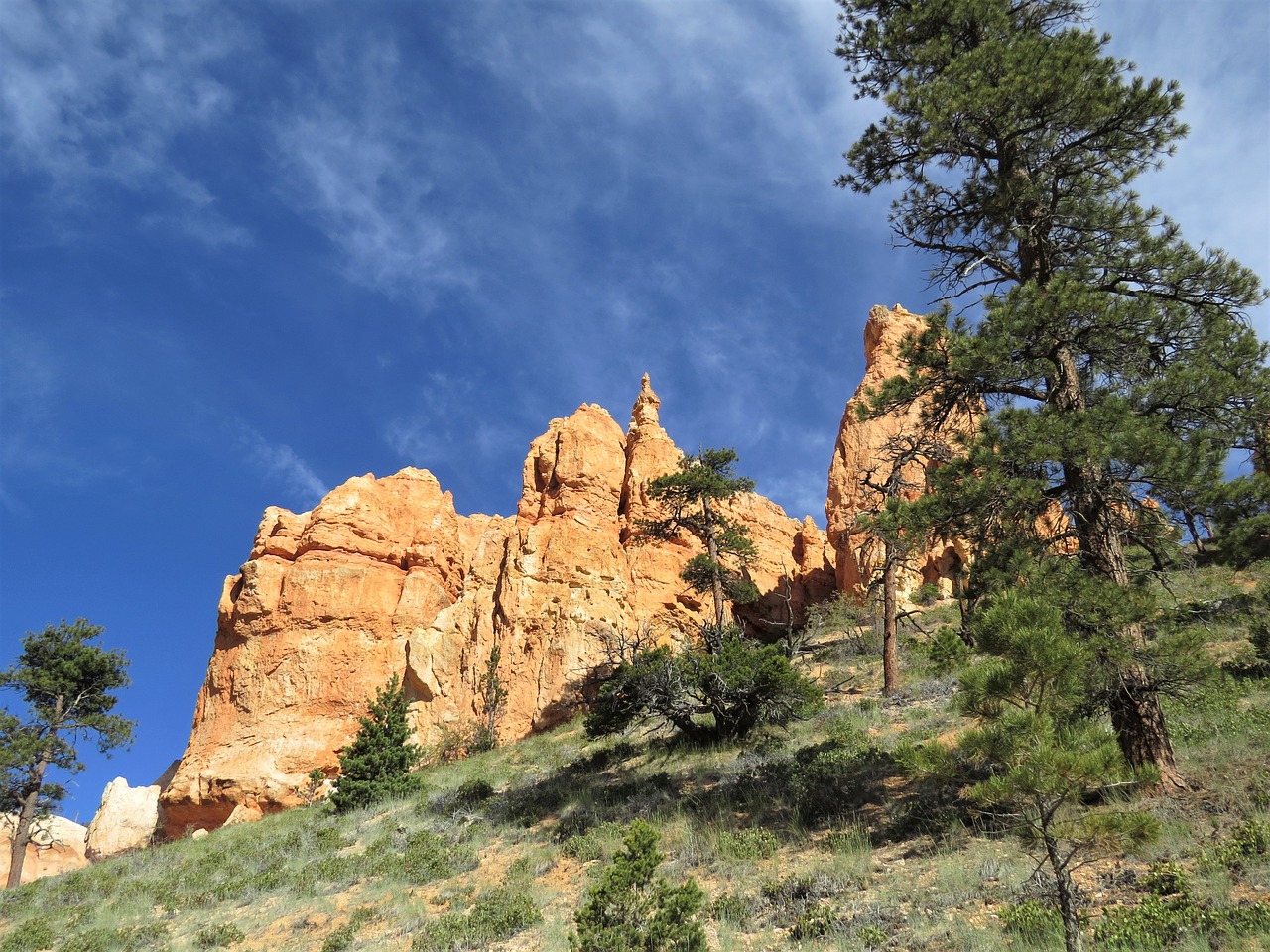 bryce canyon red sandstone blue sky free photo