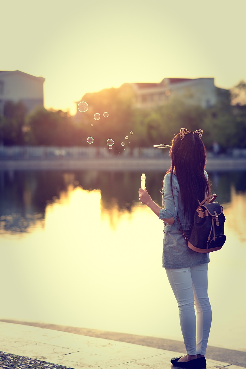 bubble sunset girls free photo